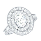 Rosec Jewels-Milgrain Embellished Oval Moissanite Double Halo Engagement Ring