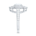 Rosec Jewels-Milgrain Embellished Oval Moissanite Double Halo Engagement Ring