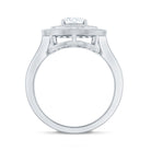 Rosec Jewels-Milgrain Embellished Oval Moissanite Double Halo Engagement Ring