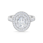 Milgrain Embellished Moissanite Double Halo Engagement Ring Moissanite - ( D-VS1 ) - Color and Clarity - Rosec Jewels