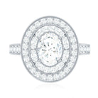 Rosec Jewels-Milgrain Embellished Oval Moissanite Double Halo Engagement Ring