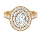Milgrain Embellished Moissanite Double Halo Engagement Ring Moissanite - ( D-VS1 ) - Color and Clarity - Rosec Jewels