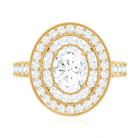 Rosec Jewels-Milgrain Embellished Oval Moissanite Double Halo Engagement Ring