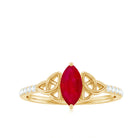 Natural 0.75 Carat Marquise Ruby Diamond Engagement Ring with Celtic Knot AAA - Rosec Jewels