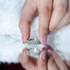 Baguette Emerald and Diamond Braided Half Eternity Band Ring AAA - Rosec Jewels