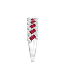 Natural Baguette Ruby Half Eternity Band with Diamond AAA - Rosec Jewels
