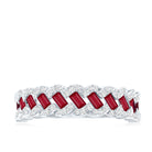 Natural Baguette Ruby Half Eternity Band with Diamond AAA - Rosec Jewels