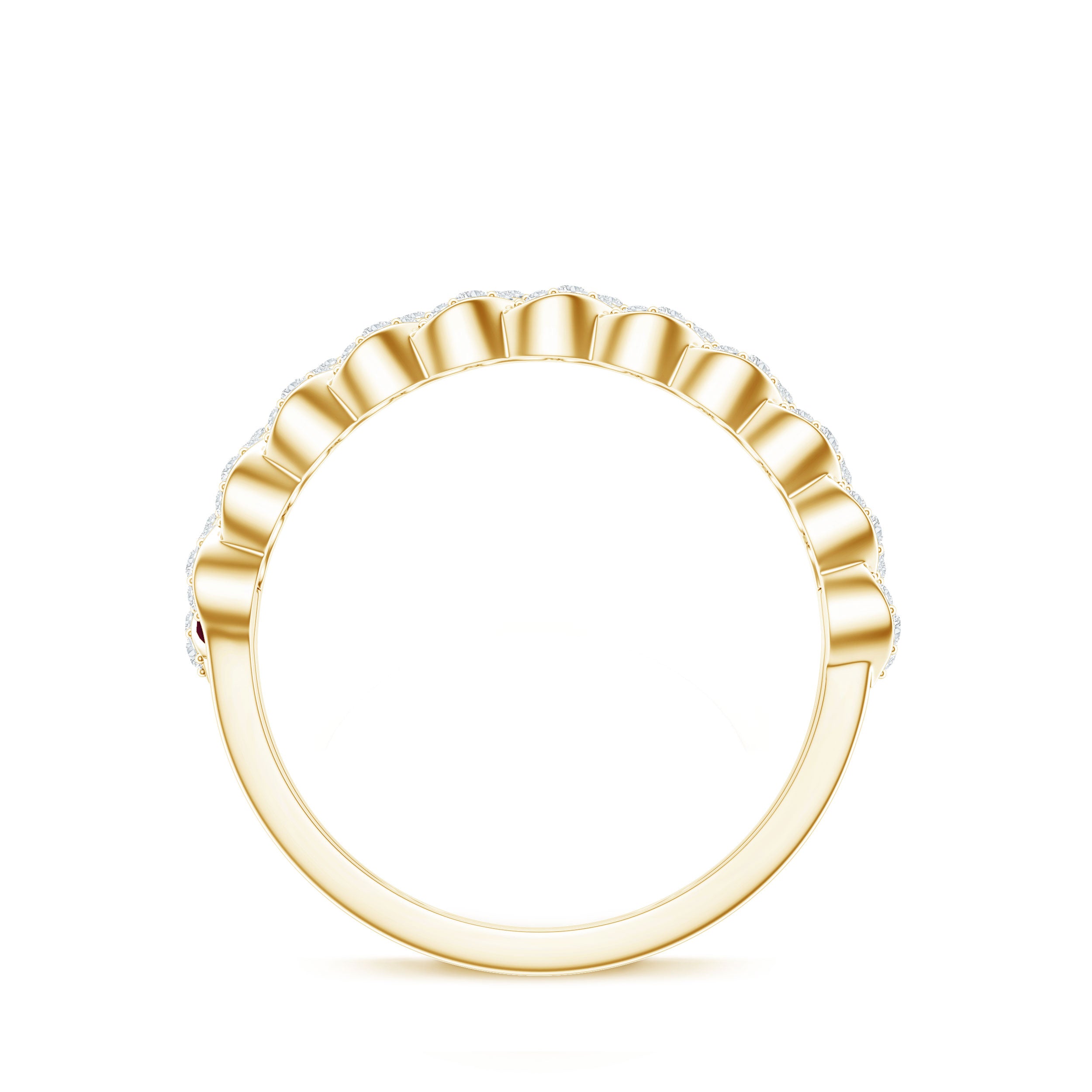 Rosec Jewels-Natural Baguette Ruby Half Eternity Band with Diamond