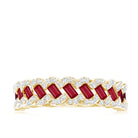 Natural Baguette Ruby Half Eternity Band with Diamond AAA - Rosec Jewels