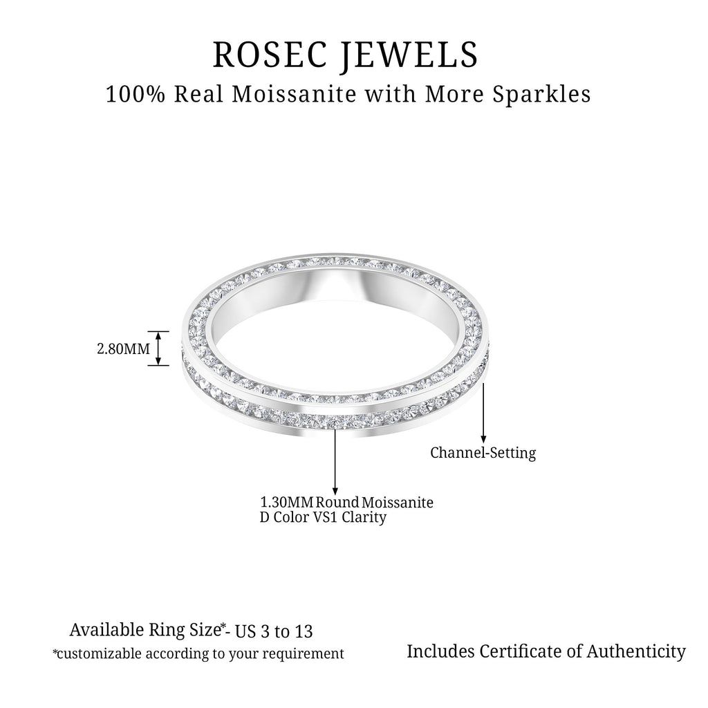 Dazzling Moissanite Channel Set Eternity Band Ring for Women Moissanite - ( D-VS1 ) - Color and Clarity - Rosec Jewels