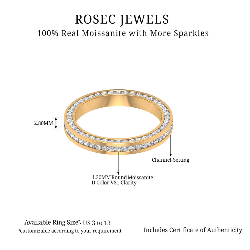 Dazzling Moissanite Channel Set Eternity Band Ring for Women Moissanite - ( D-VS1 ) - Color and Clarity - Rosec Jewels