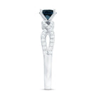 Rosec Jewels-Round Blue Topaz Infinity Engagement Ring with Diamonds