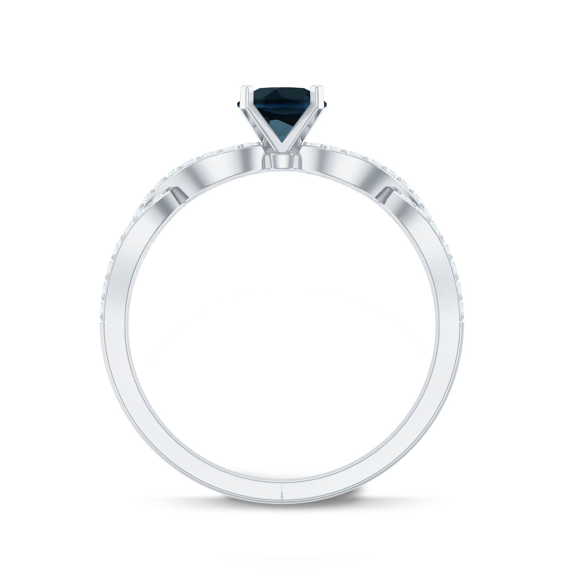 Rosec Jewels-Round Blue Topaz Infinity Engagement Ring with Diamonds