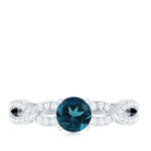 Rosec Jewels-Round Blue Topaz Infinity Engagement Ring with Diamonds