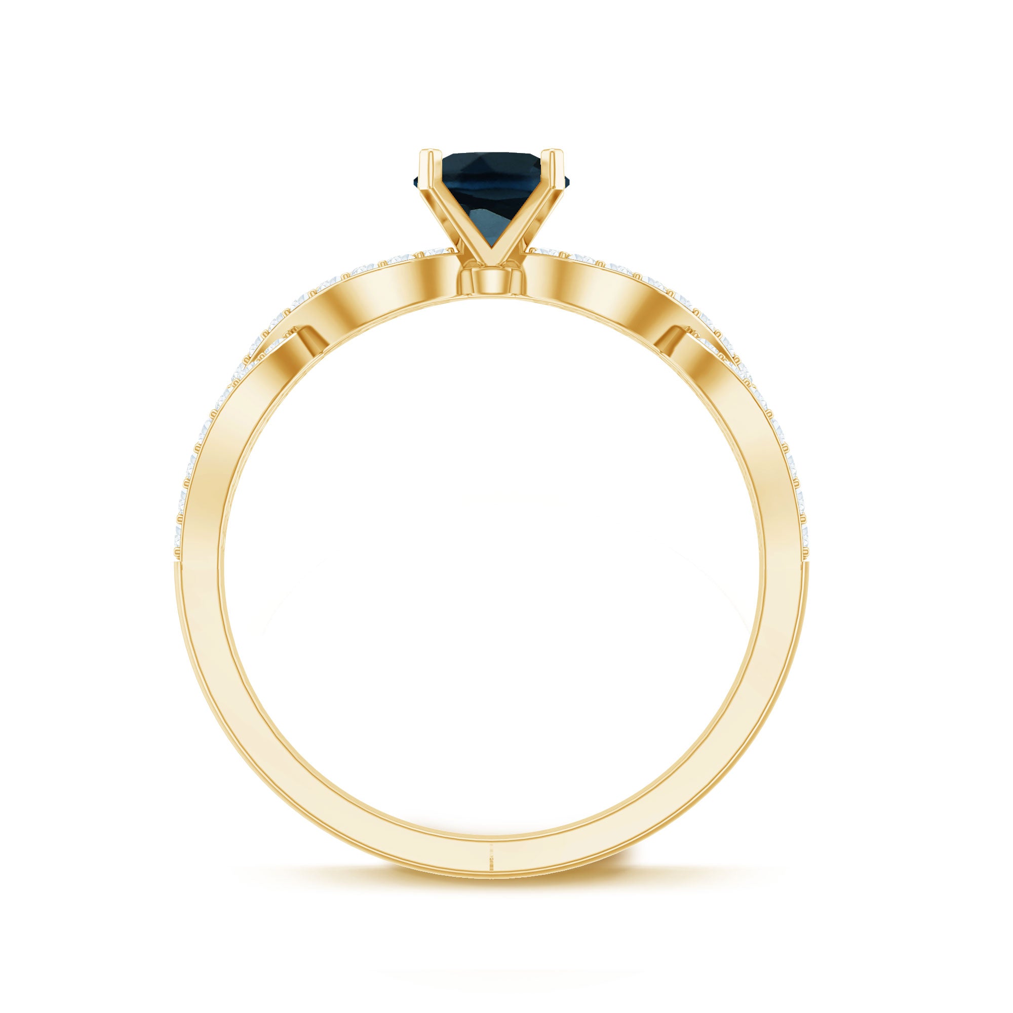 Rosec Jewels-Round Blue Topaz Infinity Engagement Ring with Diamonds