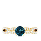 Rosec Jewels-Round Blue Topaz Infinity Engagement Ring with Diamonds