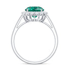 8 mm Lab Grown Emerald Classic Engagement Ring with Diamond Halo AAAA - Rosec Jewels
