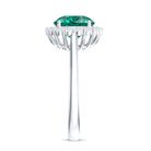 8 mm Lab Grown Emerald Classic Engagement Ring with Diamond Halo AAAA - Rosec Jewels