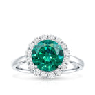 8 mm Lab Grown Emerald Classic Engagement Ring with Diamond Halo AAAA - Rosec Jewels