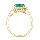 8 mm Lab Grown Emerald Classic Engagement Ring with Diamond Halo AAAA - Rosec Jewels