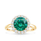 8 mm Lab Grown Emerald Classic Engagement Ring with Diamond Halo AAAA - Rosec Jewels