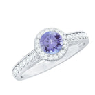 Rosec Jewels-Vintage Style Tanzanite Engagement Ring with Diamond Halo