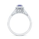 Rosec Jewels-Vintage Style Tanzanite Engagement Ring with Diamond Halo