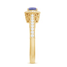 Rosec Jewels-Vintage Style Tanzanite Engagement Ring with Diamond Halo