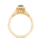 Rosec Jewels-Vintage Style Tanzanite Engagement Ring with Diamond Halo