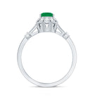 Rosec Jewels-Vintage Inspired Emerald Engagement Ring with Diamond