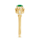 Rosec Jewels-Vintage Inspired Emerald Engagement Ring with Diamond