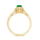 Rosec Jewels-Vintage Inspired Emerald Engagement Ring with Diamond