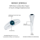 Rosec Jewels-Genuine London Blue Topaz Engagement Ring with Diamond Side Stones