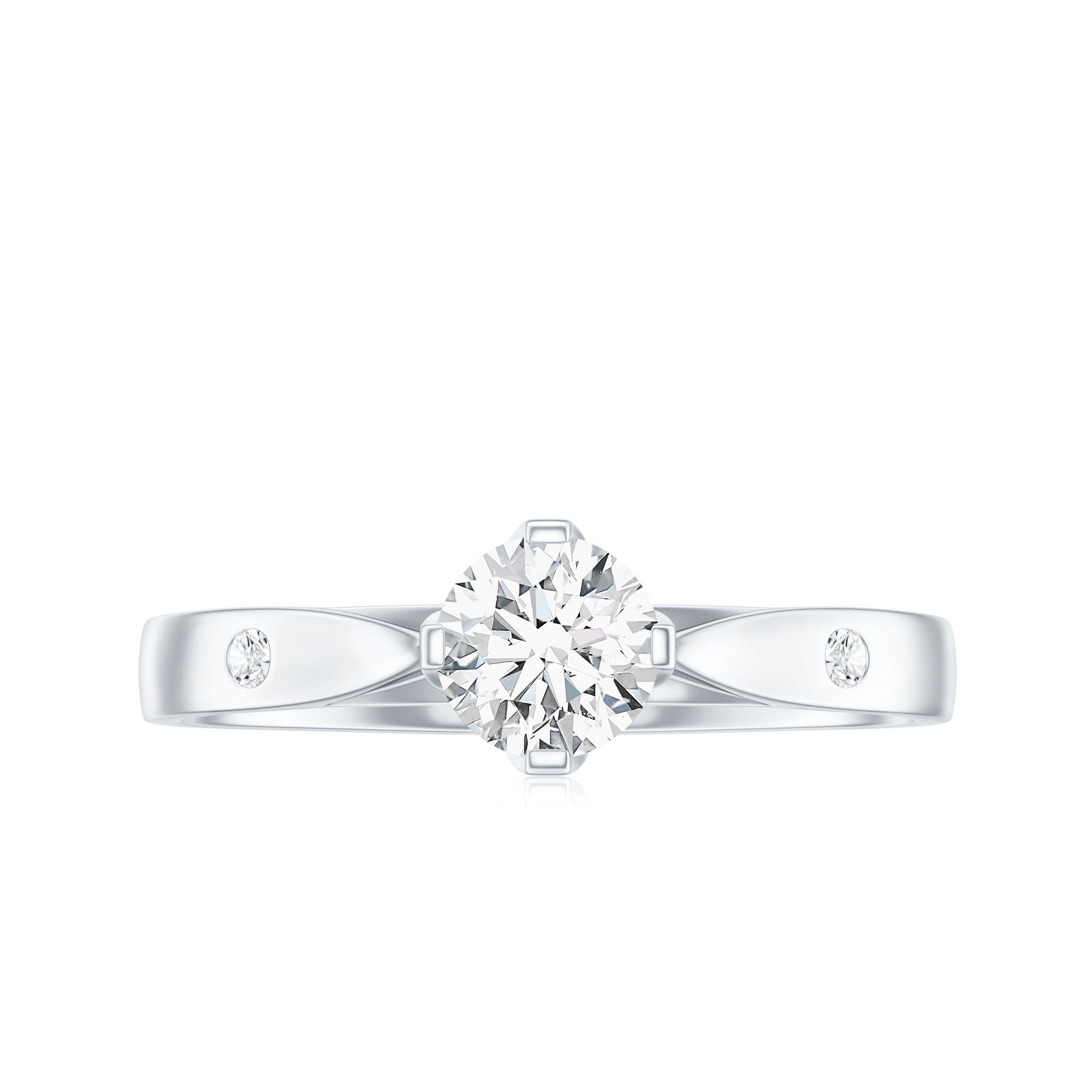 Rosec Jewels-Floral Set Moissanite Solitaire Promise Ring for Her