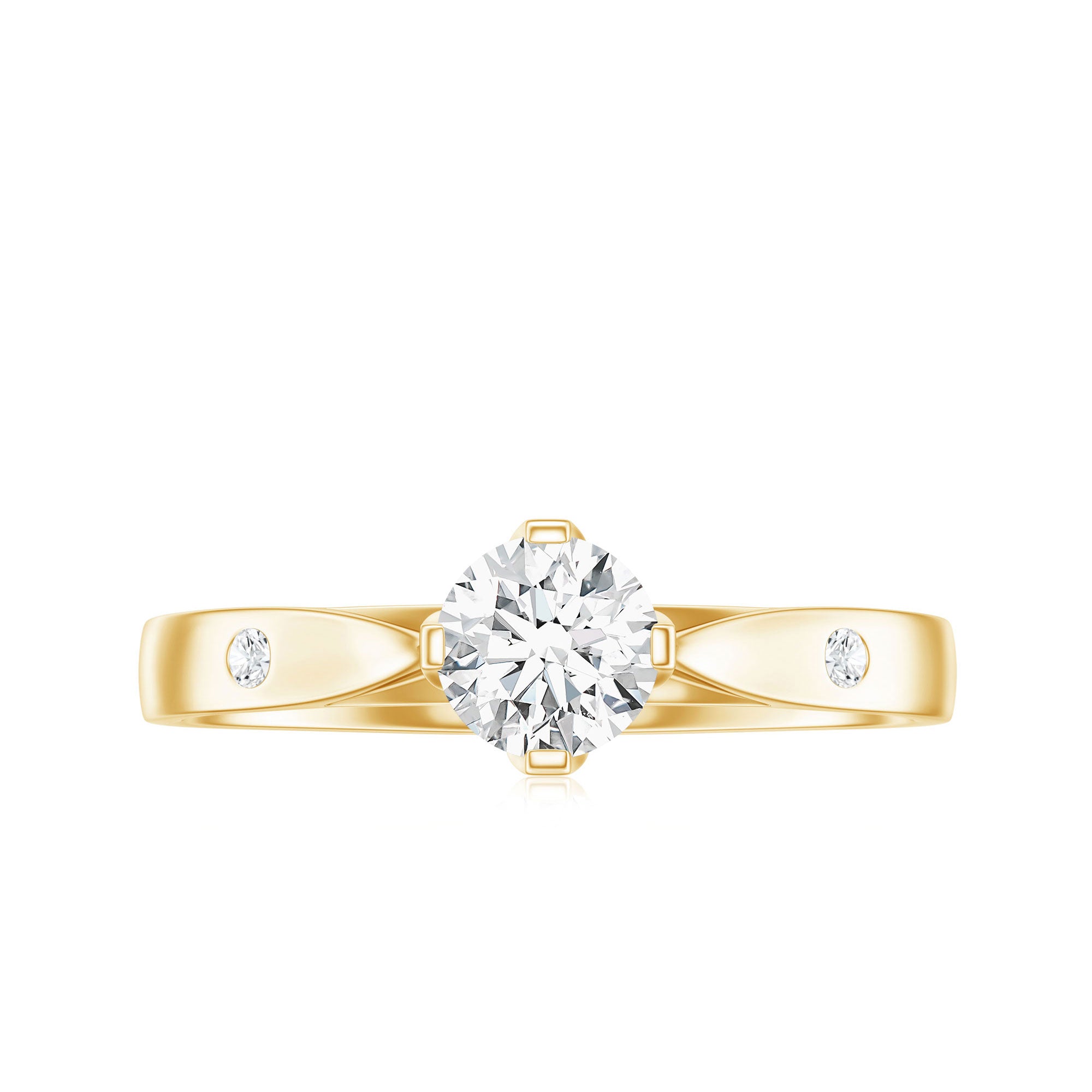 Rosec Jewels-Floral Set Moissanite Solitaire Promise Ring for Her