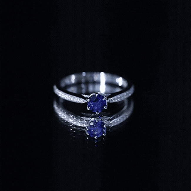Natural 0.9 Carat Blue Sapphire Engagement Ring with Diamond AAA - Rosec Jewels