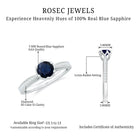 Natural 0.9 Carat Blue Sapphire Engagement Ring with Diamond AAA - Rosec Jewels