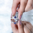 Natural 0.9 Carat Blue Sapphire Engagement Ring with Diamond AAA - Rosec Jewels