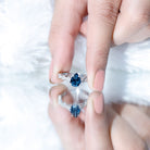 1 Carat Pear Shaped London Blue Topaz Teardrop Engagement Ring with Diamond AAA - Rosec Jewels