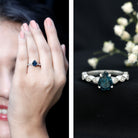 1 Carat Pear Shaped London Blue Topaz Teardrop Engagement Ring with Diamond AAA - Rosec Jewels