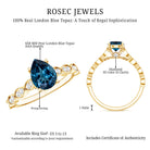 1 Carat Pear Shaped London Blue Topaz Teardrop Engagement Ring with Diamond AAA - Rosec Jewels