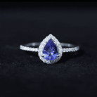 1.35 Carat Tanzanite Classic Engagement Ring with Diamond Halo AAA - Rosec Jewels