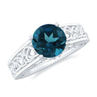 7mm Round London Blue Topaz Vintage Engagement Ring with Celtic Style Band AAA - Rosec Jewels
