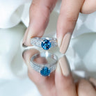 7mm Round London Blue Topaz Vintage Engagement Ring with Celtic Style Band AAA - Rosec Jewels