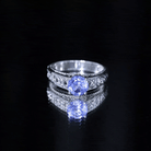 1.5 Carat Lab Created Tanzanite Engagement Ring with Celtic Design AAAA - Rosec Jewels