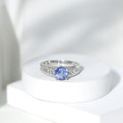 1.5 Carat Lab Created Tanzanite Engagement Ring with Celtic Design AAAA - Rosec Jewels