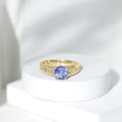 1.5 Carat Lab Created Tanzanite Engagement Ring with Celtic Design AAAA - Rosec Jewels