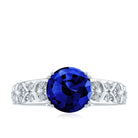 Nature Inspired 2.7 Carat Lab Grown Blue Sapphire Engagement Ring with Diamond AAAA - Rosec Jewels