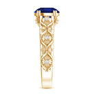 Nature Inspired 2.7 Carat Lab Grown Blue Sapphire Engagement Ring with Diamond AAAA - Rosec Jewels