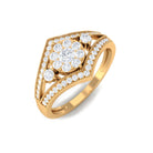 Round Diamond Vintage Bridal Ring with Diamond Accent Diamond - ( HI-SI ) - Color and Clarity - Rosec Jewels